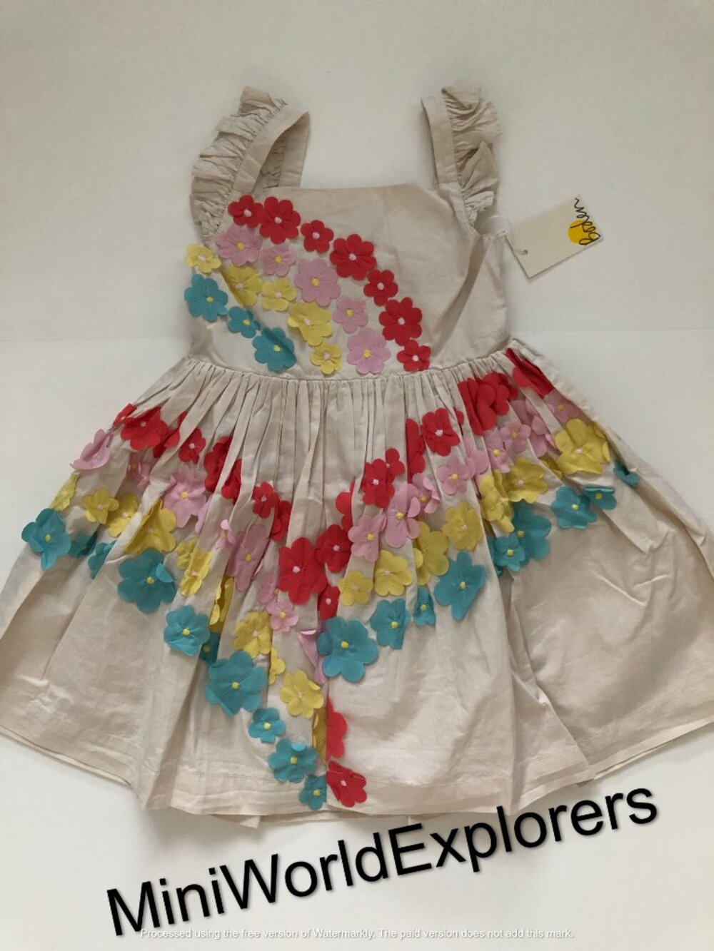 NWT Mini Boden Flutter Flower Rainbow Dress - Picture 5 of 8